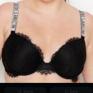 Victoria's Secret Very Lace Sexy Logo Shine Strap Underwire push-up bra 38DD